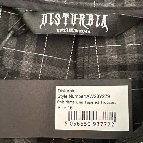 NWT Disturbia Lilin Tapered Trousers Pant US 12 Plaid Goth Punk - Picture 6 of 7